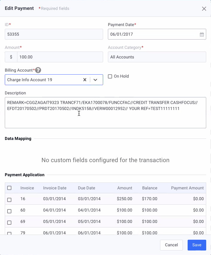 Edit Payment Window