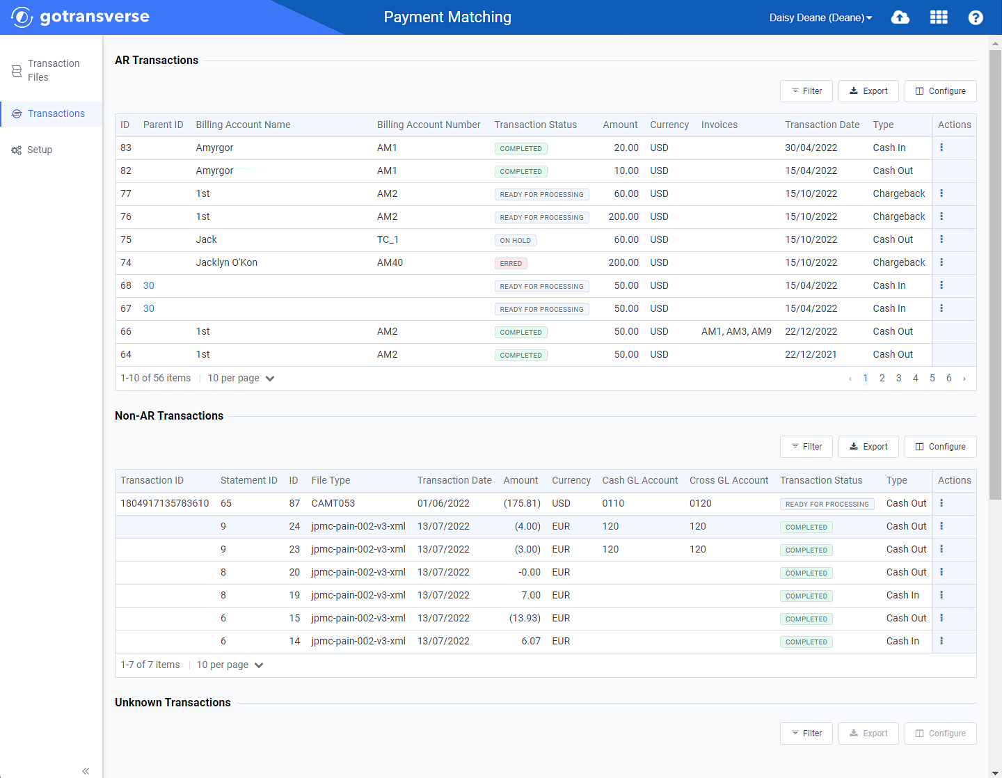 Transactions Window