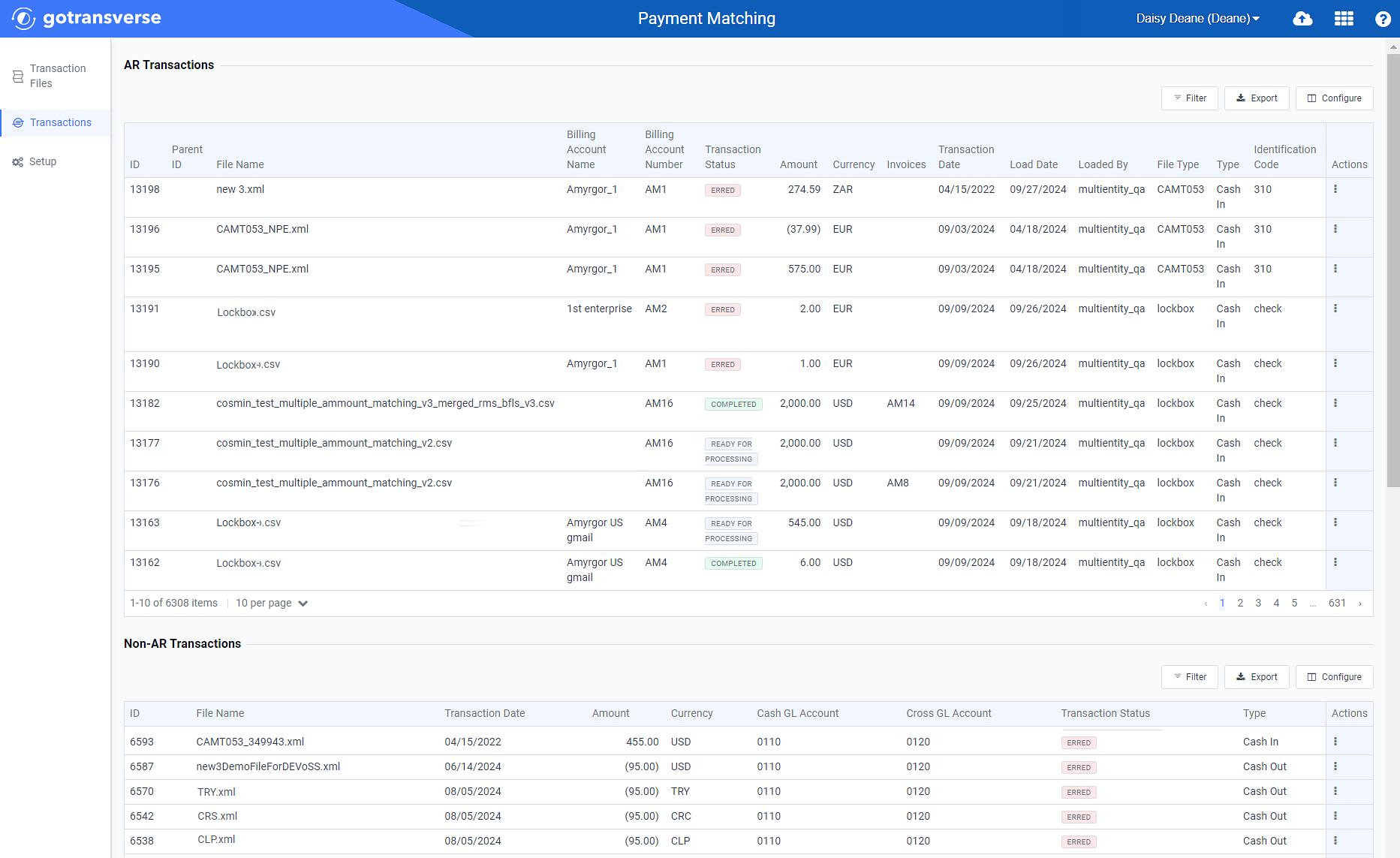 Transactions Window