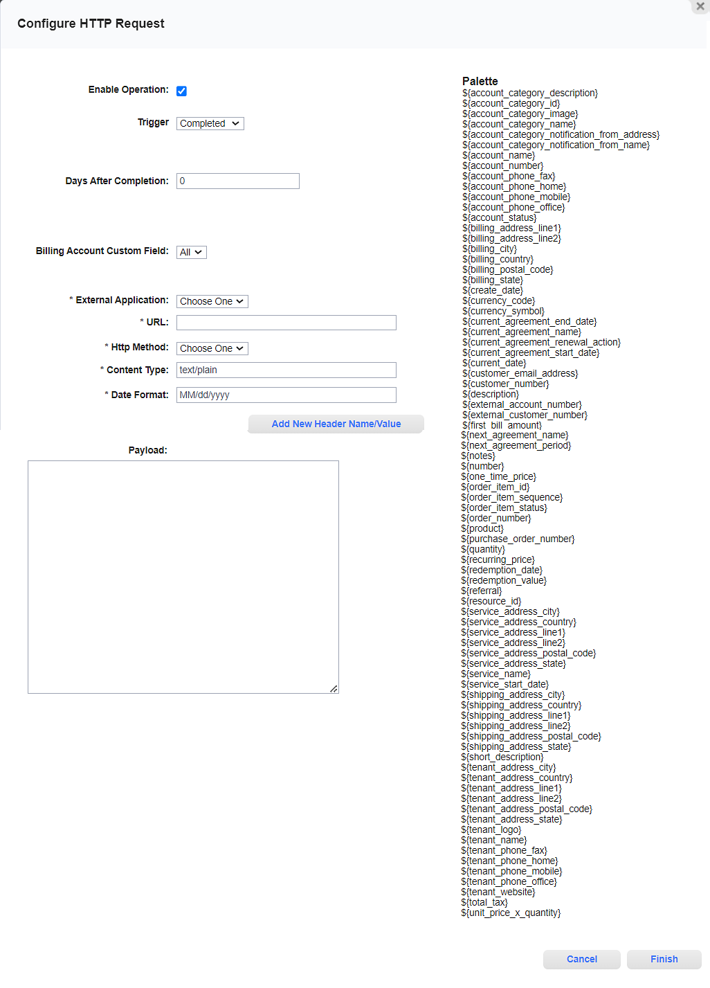 Configure HTTP Request Window