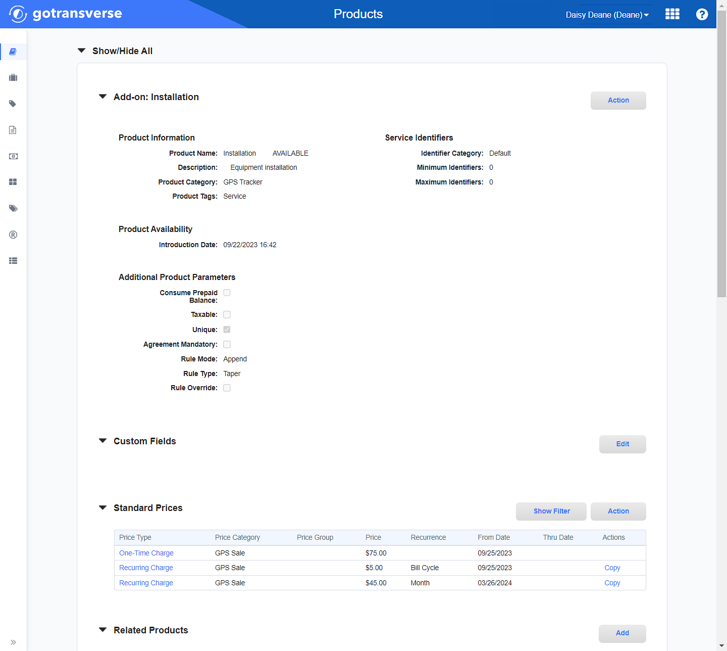 Product Details Window