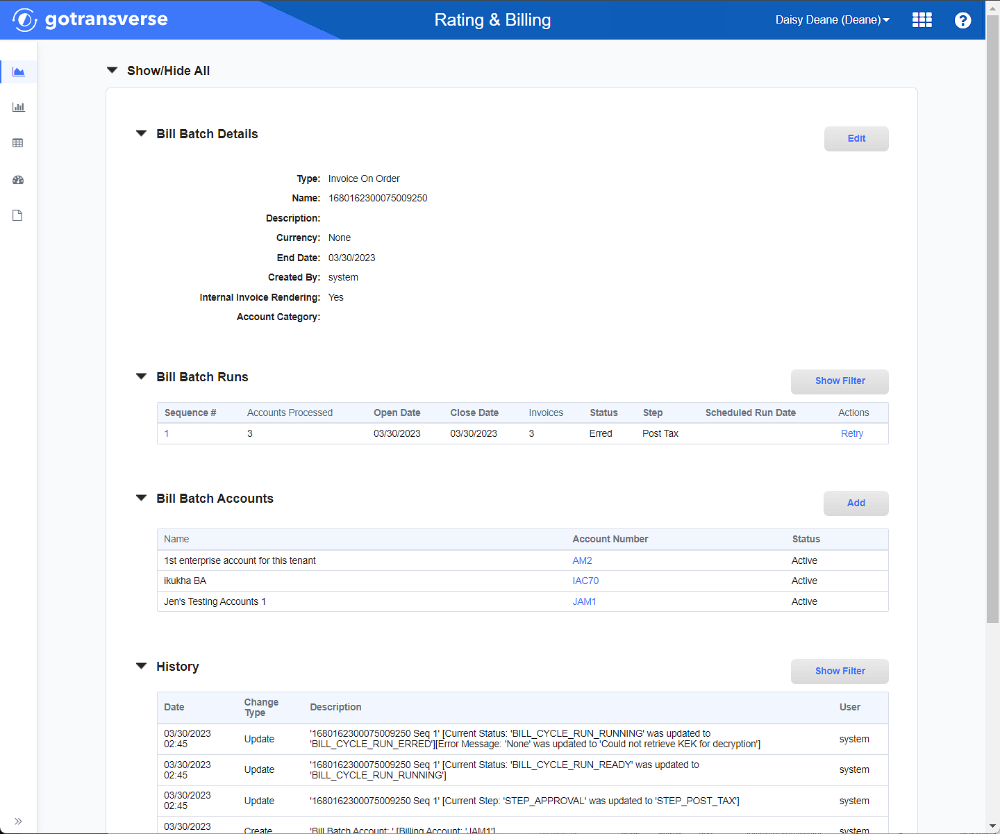 Bill Batch Window for New On Demand Bill Batch