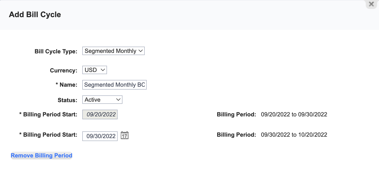 Add Bill Cycle Window - Segmented Monthly Billing Periods