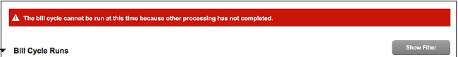 Bill Cycle Run Error