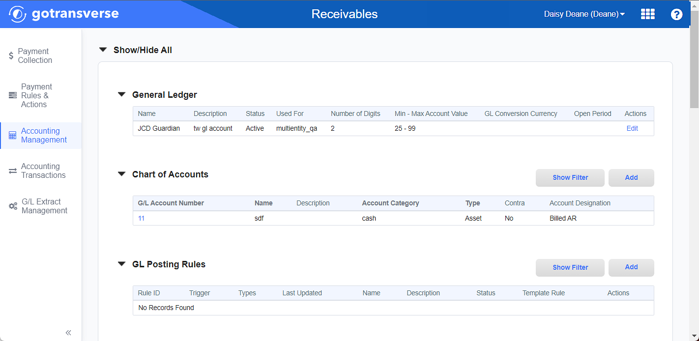 Accounting Management Window