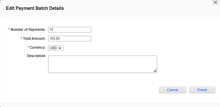 Edit Payment Batch Details Window