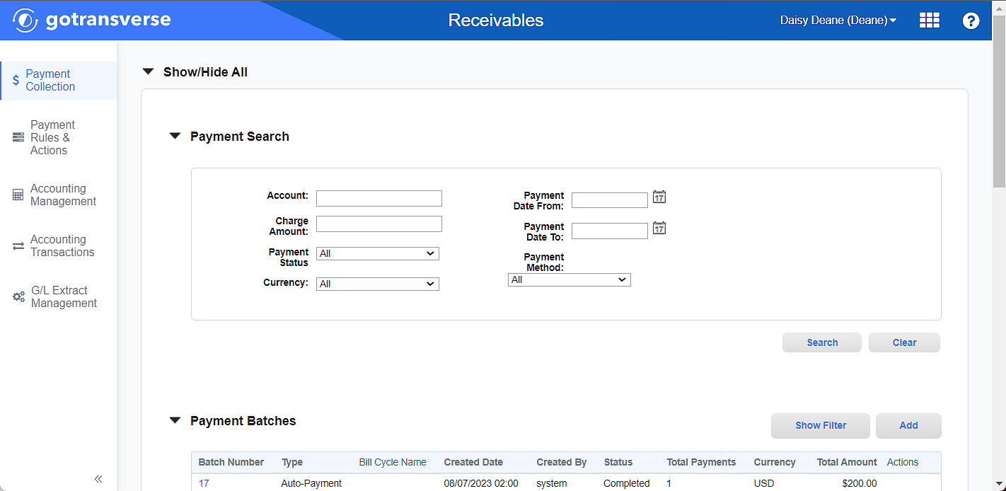 Payment Collection Window