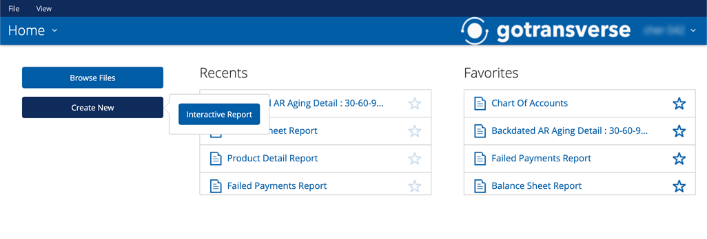 Create New Interactive Report