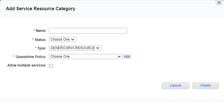 Add Service Resource Category Window