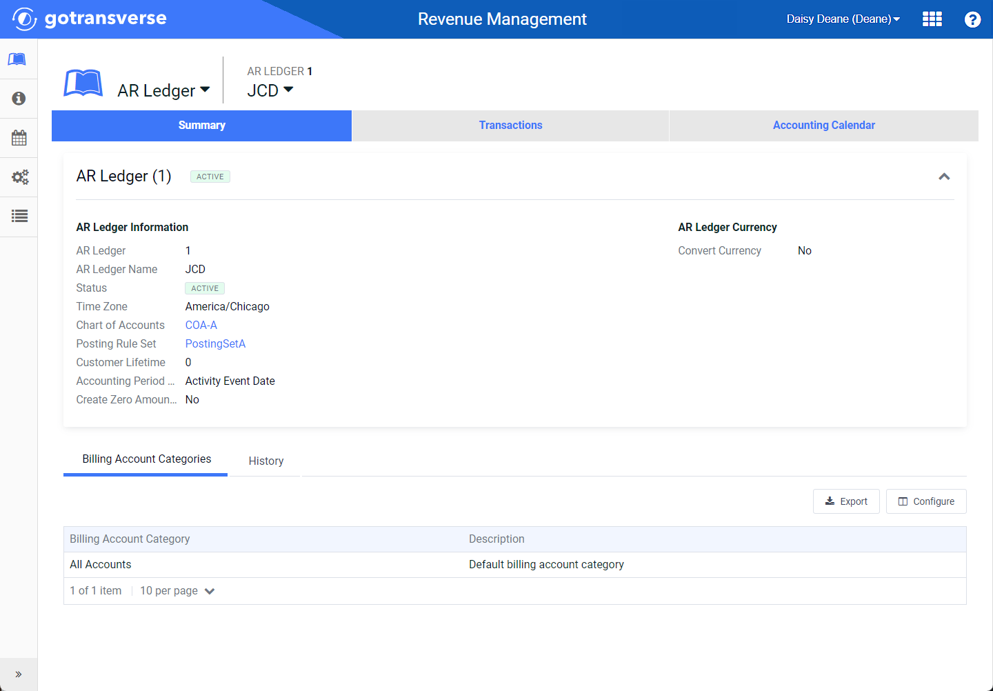 AR Ledger Details Window