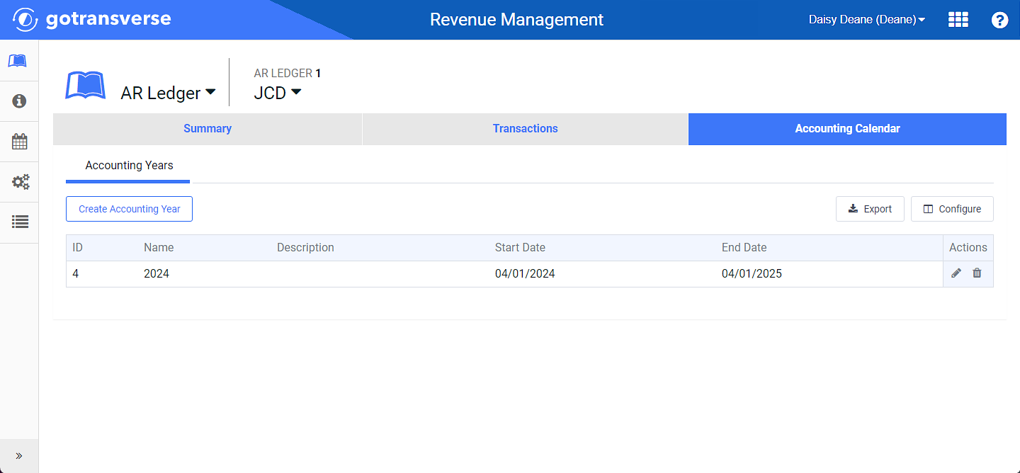 Accounting Calendar Tab