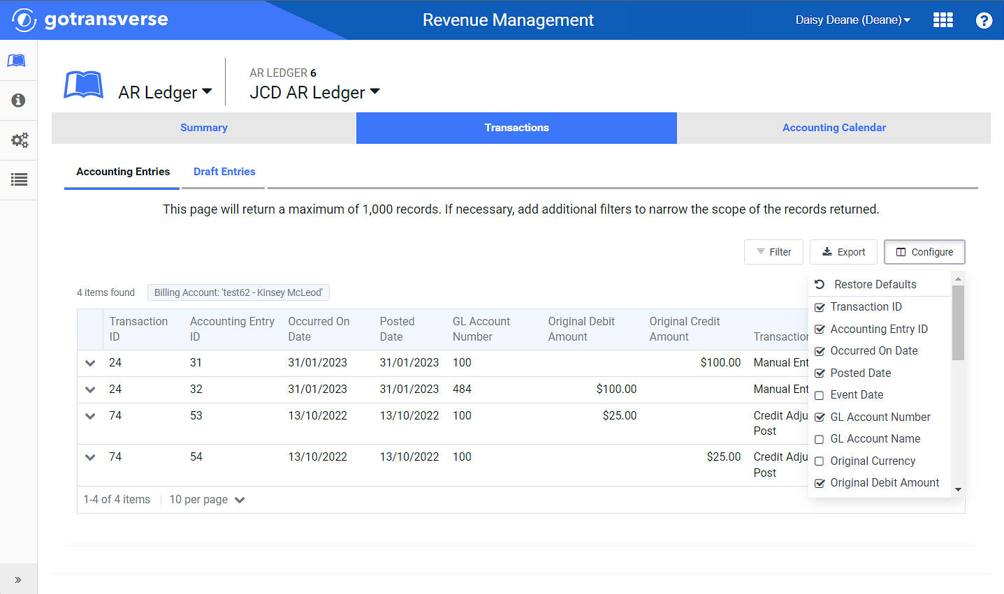 Configure Menu Options