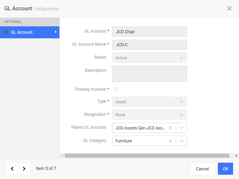 GL Account Configuration Window - Parent GL Account Field With Multiple Option