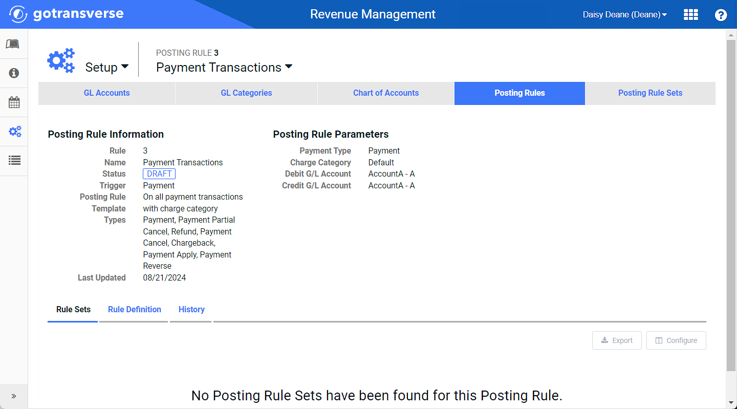 Posting Rule Details Window