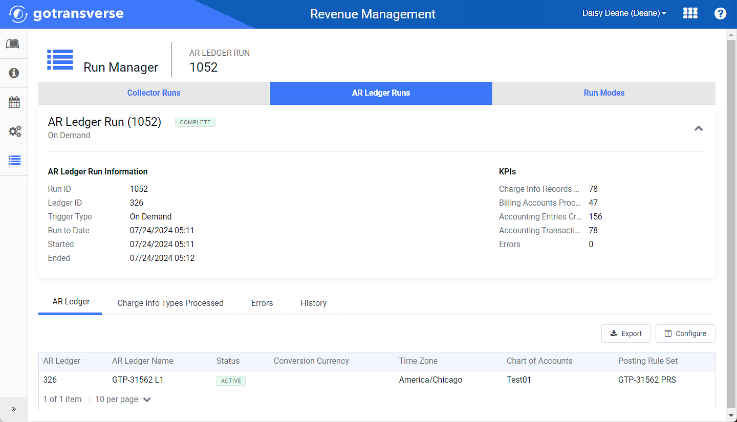 AR Ledger Run Detail Window