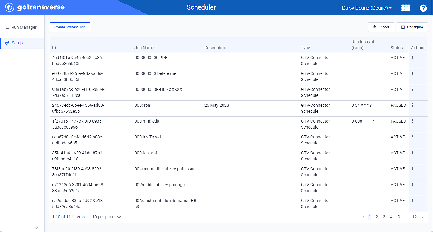 Scheduler Setup window