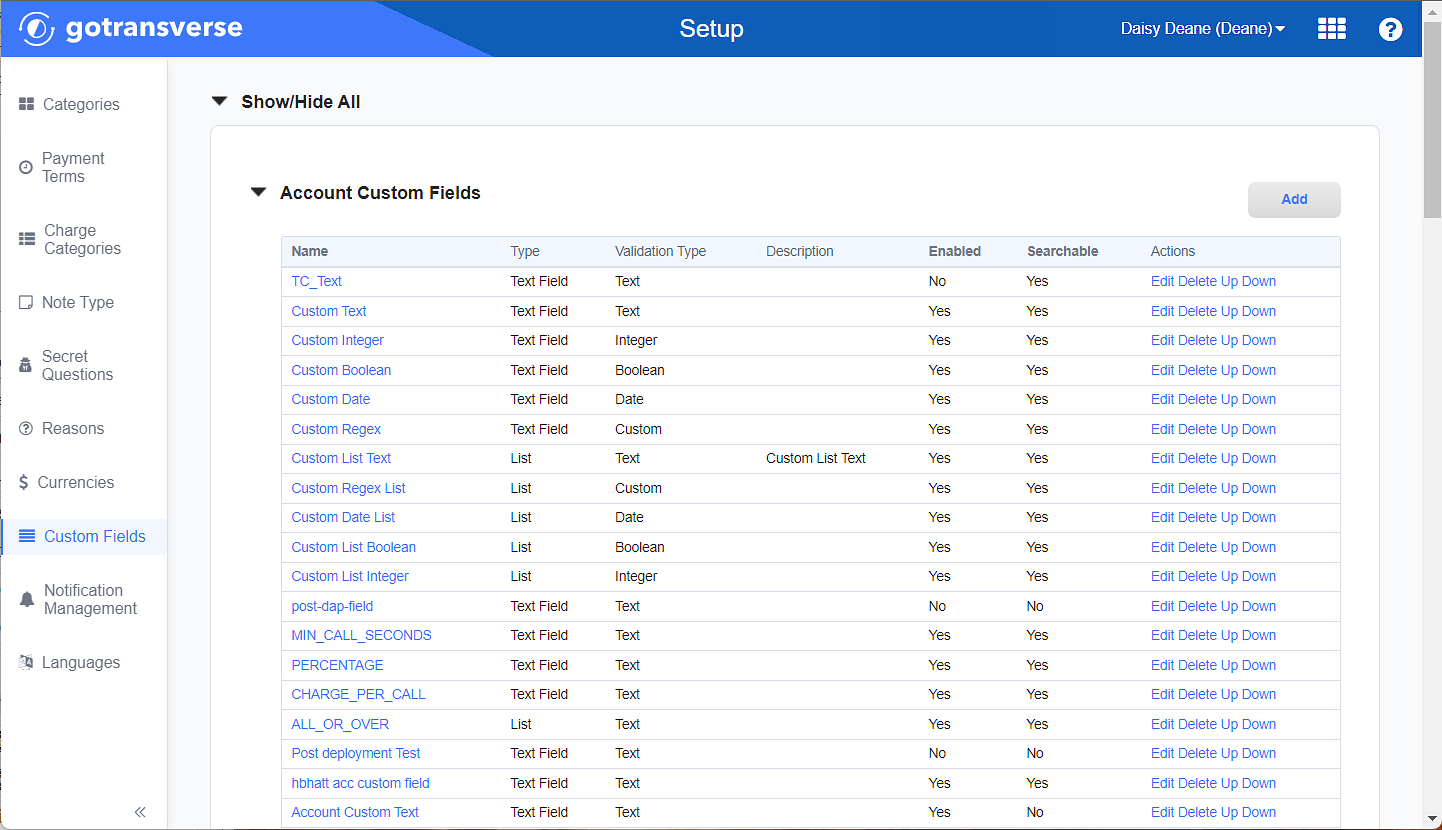 Custom Fields Window