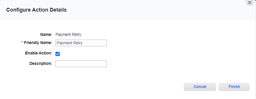 Configure Action Details Window