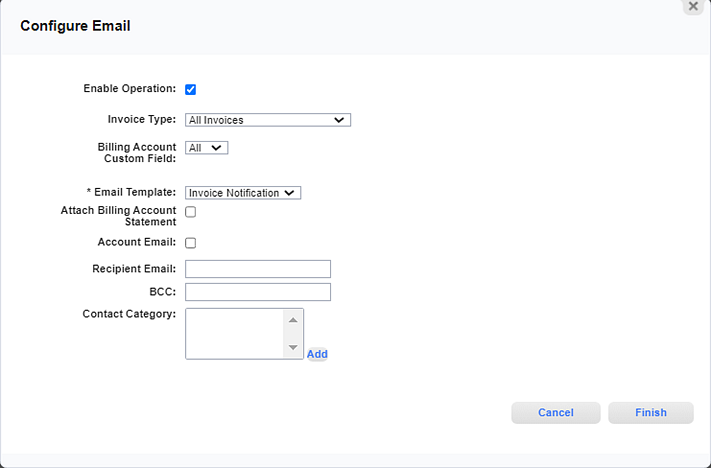 Configure Email Window for Distribute Invoice