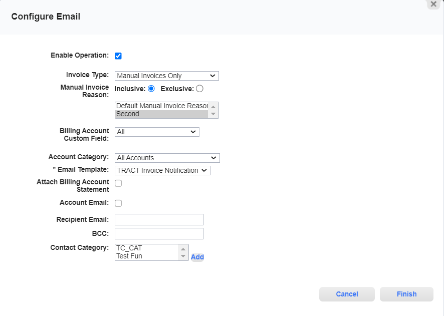 Manual Invoices Only Options