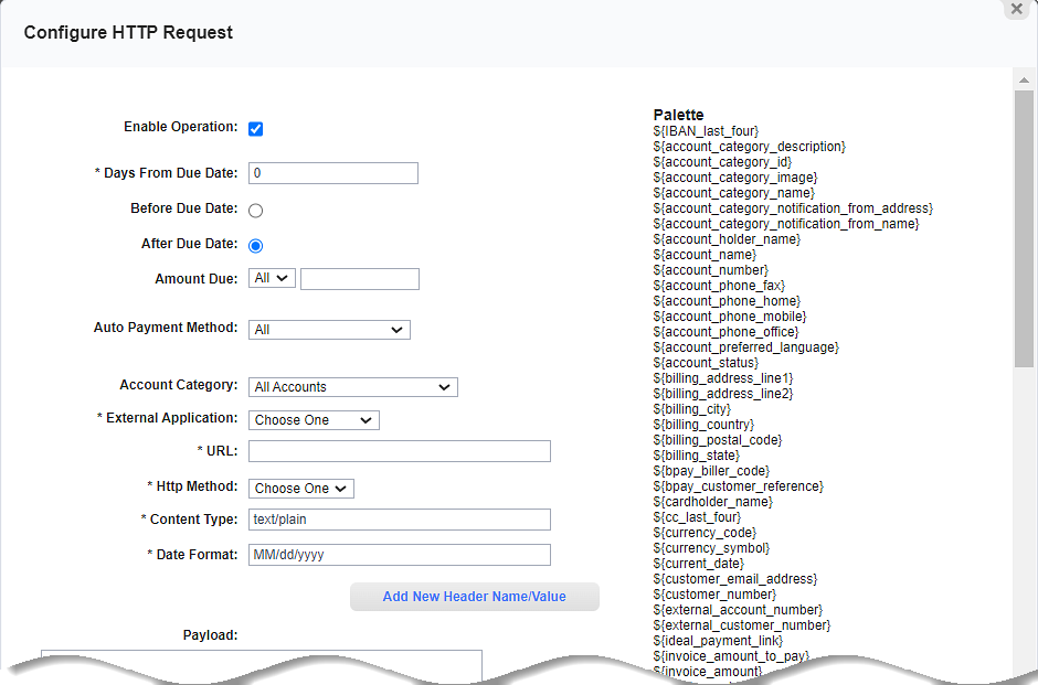 Configure HTTP Request - Invoice Overdue