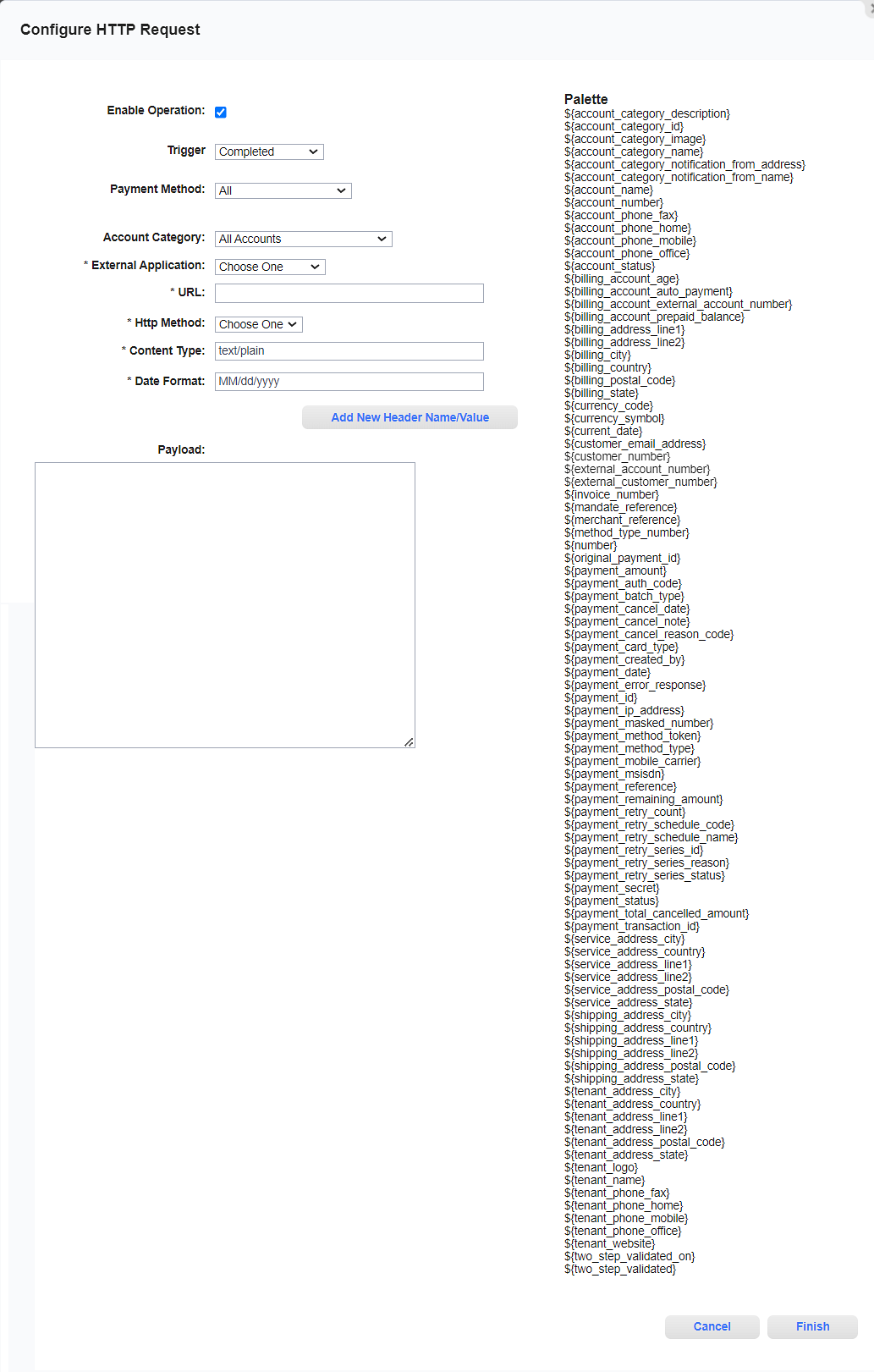 Configure HTTP Request Window