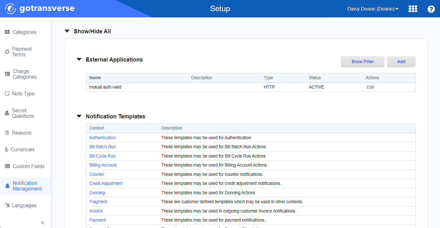 Notification Management Window