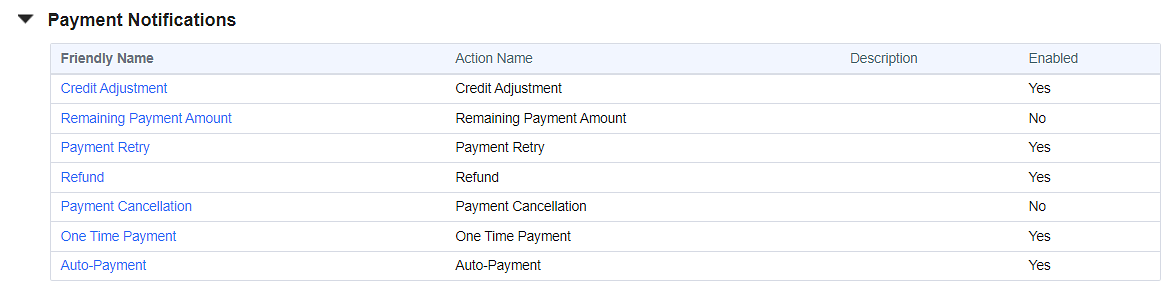 Payment Notifications Section