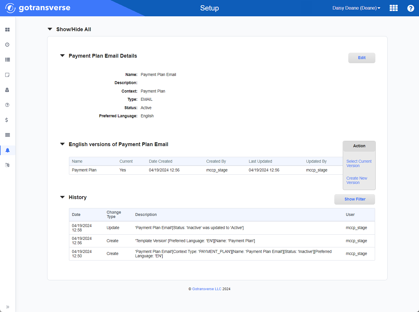 Payment Plan Email Details Window