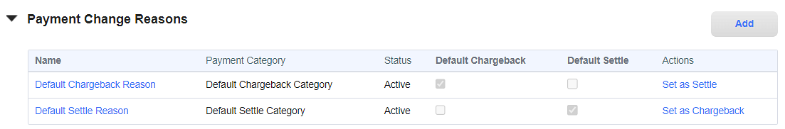 Payment Change Reasons Section