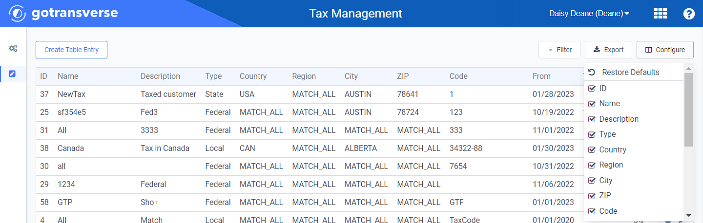 Configure Menu Options